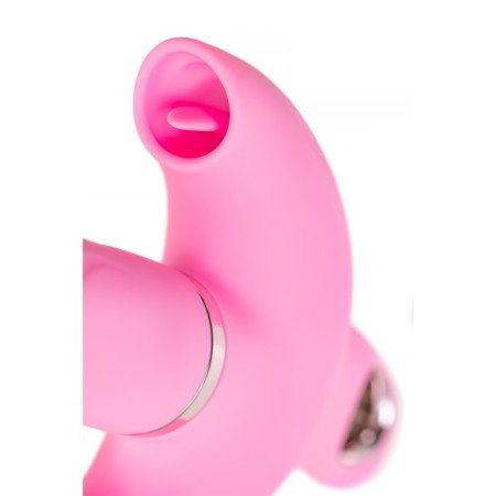 Turning vibrator with a clitoral stimulant Jos Twistme, 19.5 cm, silicone, pink color-3
