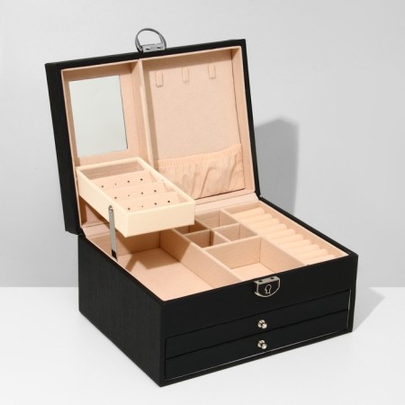 Steam for jewelry "Casket" sliding with a mirror, 22 × 17 × 11.5, black color-5