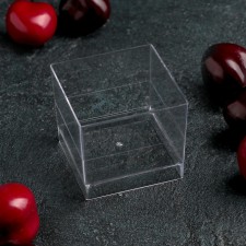 Plastic disposable form for cube buffet, 60 ml, 4.7 × 4.7 cm, transparent color