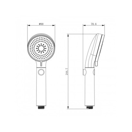 Shower watering can Lemark LM0818CW, manual, round, 90 x 245 mm, 4 functions, chrome/white-1
