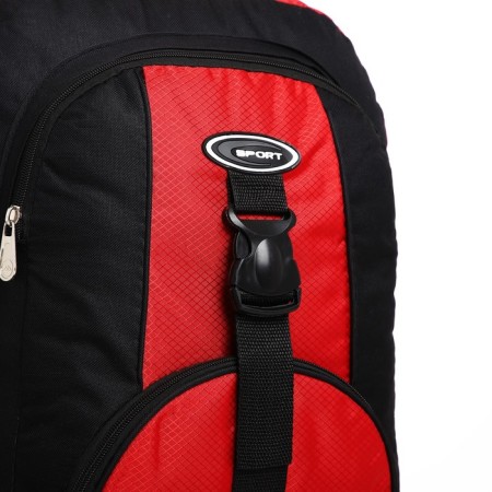 Tourist backpack on lightning, 5 outer pockets, black/red color-6