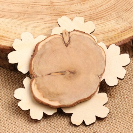Hot “red-yellow flower” stand, 12x12 cm, wood mix-2