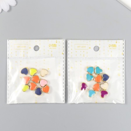 A set of beads for creativity plastic "Hearts, Bright gloss" mix 10 pcs 1.2x1.2 cm-4