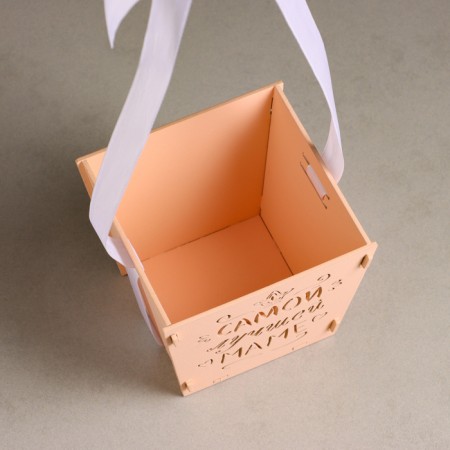 Wooden Kashpo "The Best Mom" ​​(12*12*10.5) Poil-white-2