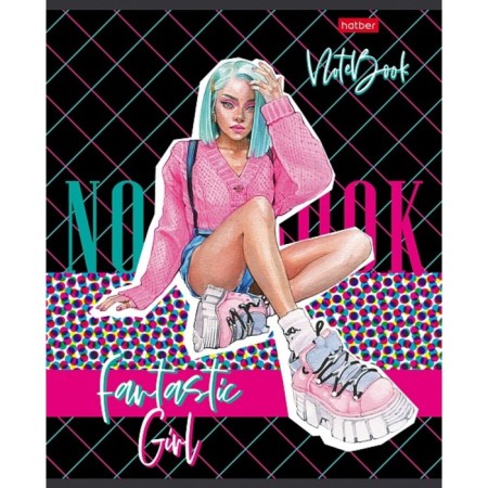 A notebook of 60 sheets in a cage, Zoomer-girl, covered cardboard, an offset block 65g/m2, 5 species, mix-3