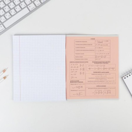 A notebook 48 sheets, A5, characters, with reference materials “September 1: Algebra”, cover coated cardboard 230 gr., Inner block in a cage 80 gr., Whiteness 96%-5