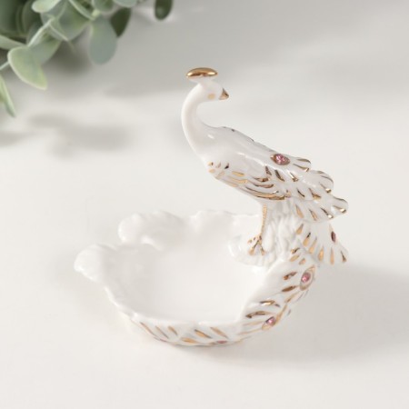 Souvenir ceramic stand "Pava White" with gold, rhinestones-4