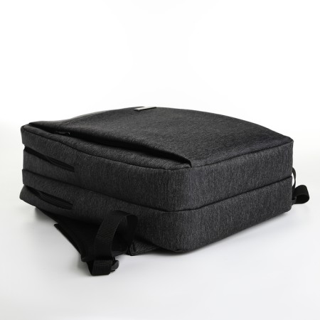 City backpack on a zipper, 2 pockets, with USB, black color-4