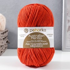 Пряжа "Австралийский меринос" 95%мер.шерсть,5% акрил объёмный400м/100гр (189-Ярко-оранжевый)