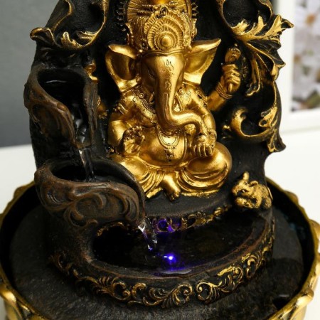 The desktop fountain from the network, the backlight "Golden Ganesh on the openwork throne" 28x20.5x20.5 cm-3