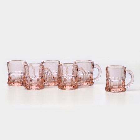 Set of glass piles Puma, 25 ml, 6 pcs, pink color