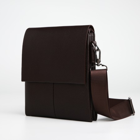 Men's bag over the shoulder, Textura, external pocket, brown color-2