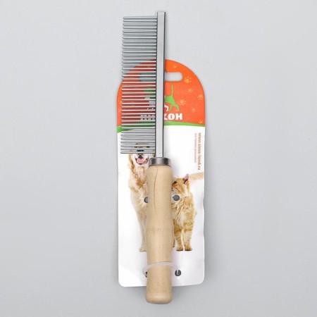 Wood comb with a wooden handle, 17.5 x 3 cm-3