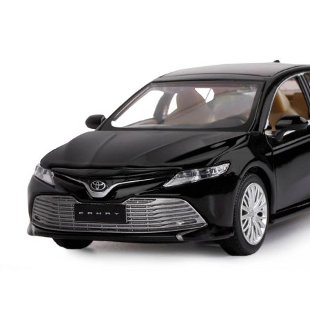 Metal machine Toyota Camry, 1: 32, Inerts, light and sound effects, doors open, black color-1