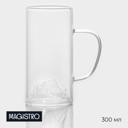 Glass mug Magistro "mountains", 330 ml