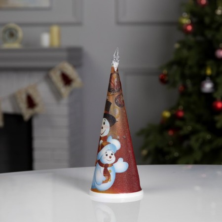 LED figure "Christmas tree with snowmen" 7.5 × 21 × 7.5 cm, plastic, batteries CR2032x1, glow of multi-2