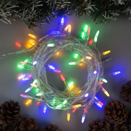 Garland “thread” 10 m with nozzles “needle”, IP20, transparent thread, 100 LED, glow of multi, 8 modes, 220 V