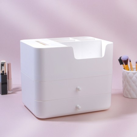 Organizer for storage, multi -level, 2 boxes, 26 × 20.7 × 21.8 cm, white color-2