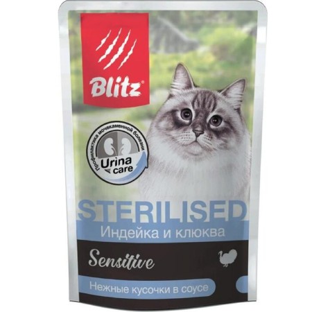 Wet Blitz food for cats, turkey/cranberries, 85 g