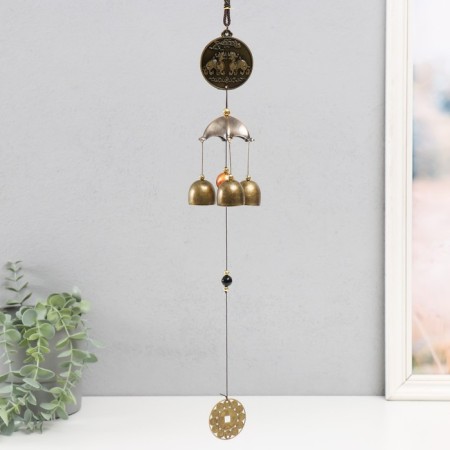 Wind music "Dragon on a coin" 3 bells + 1 suspension 46 cm-4