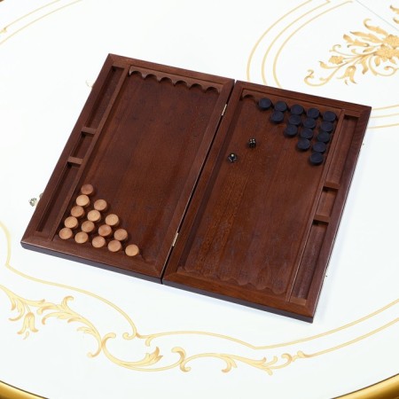 Carved backgammon "Bears in the Forest", a board of the beech array, patina, 50 x 58 cm-6