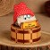 The charm -cap "House - full bowl", on a barrel, 14 x 12 cm, mix