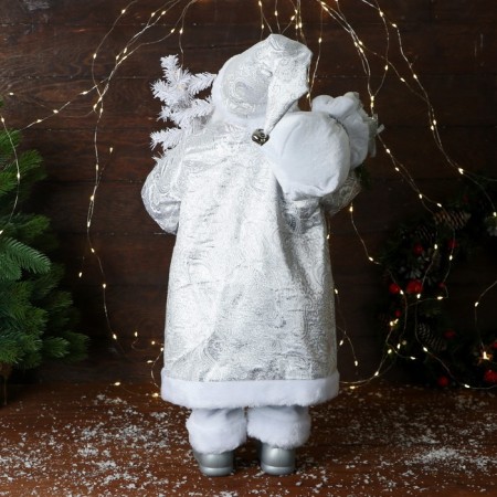 Santa Claus "with a Christmas tree with balls and gifts" 60 cm, silver-2