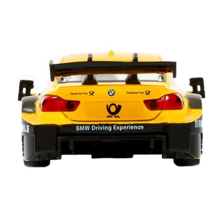 Metal machine BMW M4 1:44, inertia, doors open, yellow color-3