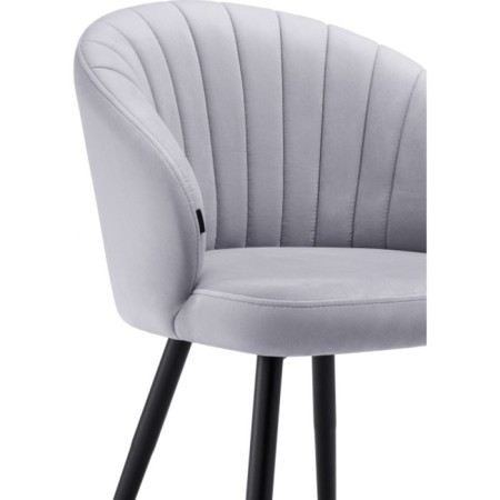 Stool on a metal frame Banbu metal/velor, black/gray 54x50x76 cm-6