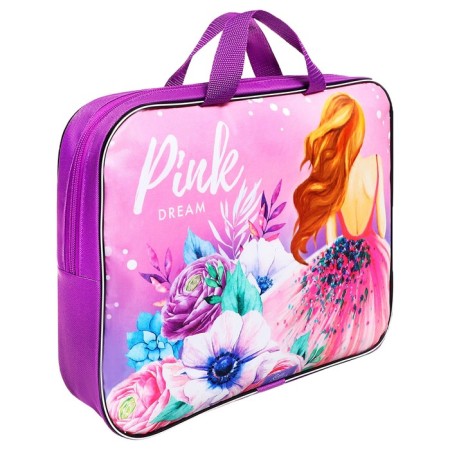 Folder with handles Textile A4, 350 x 270 x 70 mm, calligrata pink Dream-5