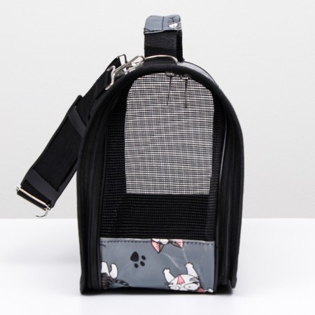 Bag - Animal Carrying "Playing Catets", gray, size S, 37.5 x 17 x 22 cm-3