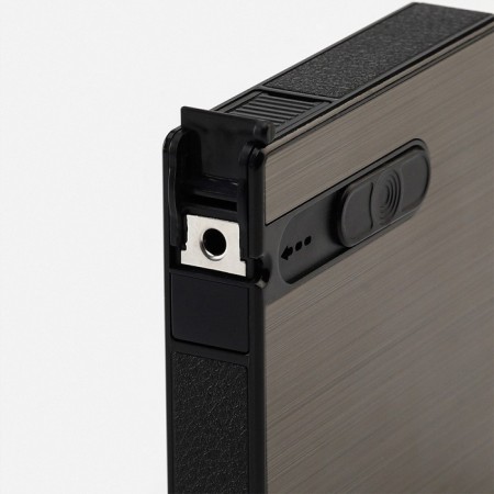 16 cigarette cigarette case, with a pusher for cigarettes and a compartment for a lighter, 10 x 9.4 x 2 cm-2