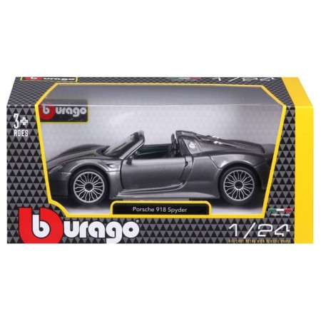 BBURAGO Porsche 918 SPYDER, DIE-CAST, 1:24, opening doors, gray gray.-12