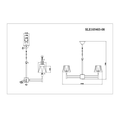 Ceiling EVOLUCE lamp. Sle105403-08. Lagoro. 8x40 watts, E14, 72x72x40 cm, chromium color-12