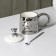 Ceramic mug with a spoon "Stylish Bear", 320 ml, silver color