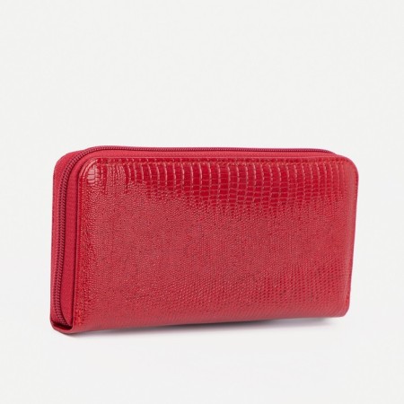 Women's wallet with a zipper, with a pen, red color-1