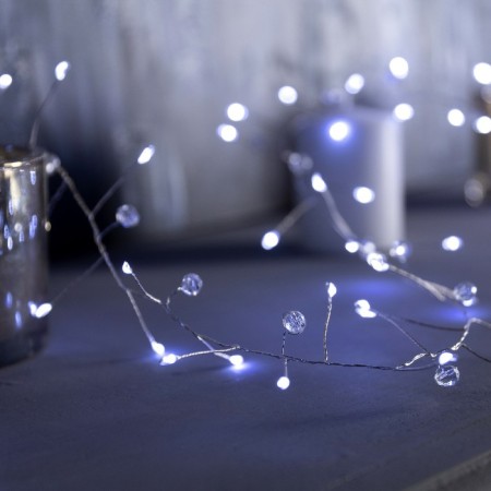 Girlynda "Mishura" 2 m dews with nozzles "Beads", IP20, silver thread, 100 LED, white glow, AAX3-1
