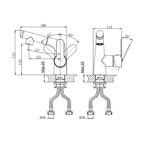 Mixer for the rush Tenerife TE2835-12, single-leaf, chromium-1
