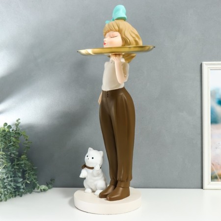 Souvenir Polystone stand "Girl with a blue bow and a cat" D = 26 cm 76x27x35 cm-2