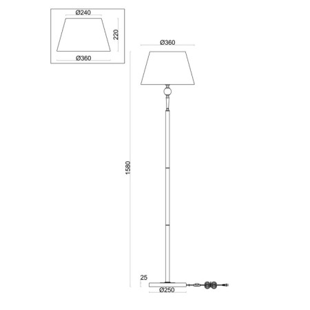 Freya FR5190FL-01BS Rosemary, 360x360x1580 mm, E27, 1x60W, brass color.-1