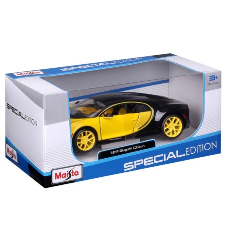 MASTO DIE-CAST BUGATTI Chiron machine, opening doors, 1:24, Black and yellow color-7