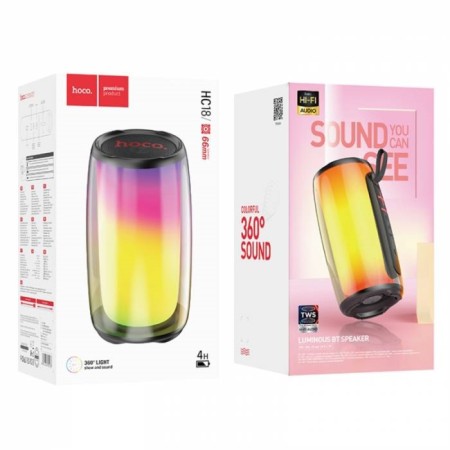 Portable column Hoco HC18, 10 W, BT 5.1, FM, AUX, RGB backlight, 2000 mAh, black-4