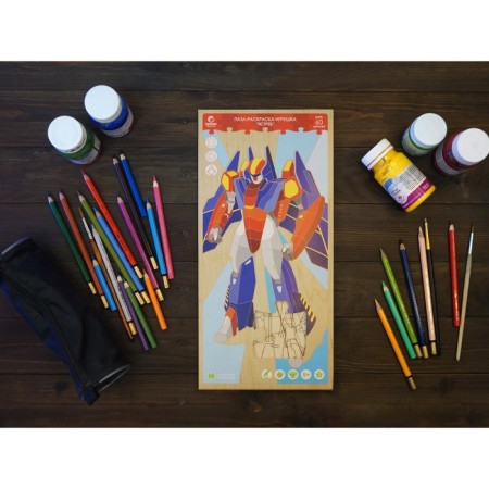 Wooden designer 3 in 1 "Transformer hawk", puzzle, coloring, toy