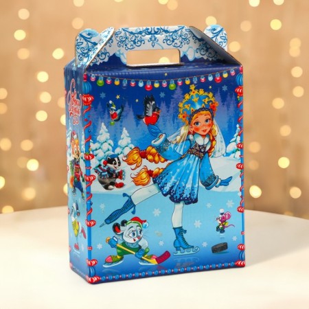 New Year. Gift box New Year's gift "Winter Fun" 16.8 x 7 x 25 cm.