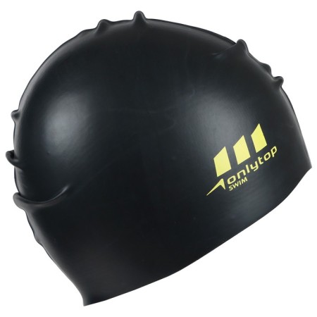 Hat of swimming adult Onlytop, silicone, girth 54-60 cm, black color-9