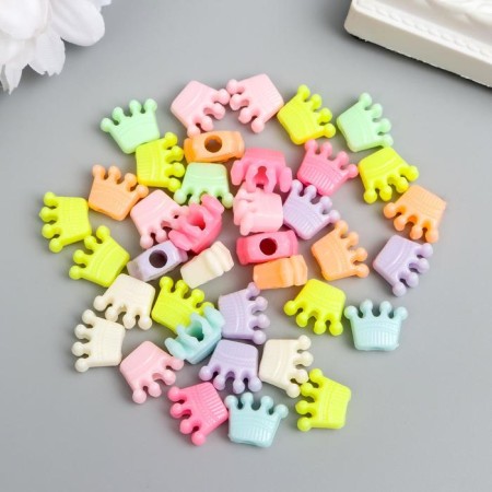 Beads for creativity plastic "Crown. Pastel colors" set 44 pcs 15 g 1.3x1 cm