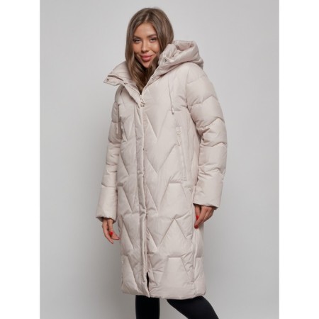 Coat insulated winter female, size 44, beige color-8