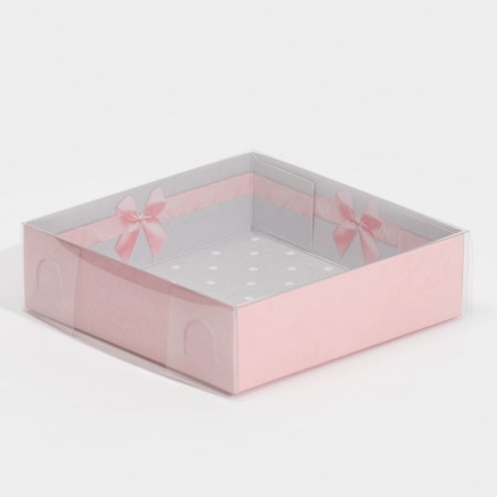 Confectionery packaging, Makarun box with PVC lid, Bows, 12 x 12 x 3.5 cm-1