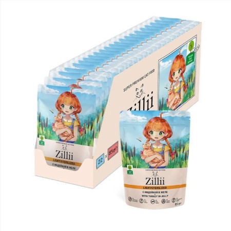 Wet feed ZILLII STERILIZED Light Cat Turkey for cats, turkey in jelly, 85 g