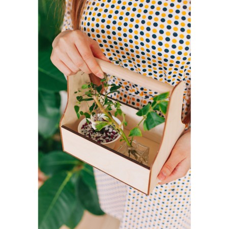 Kashpo wooden 20 × 12.5 × 20 cm stella mono, with a handle, naturally give beautifully-4